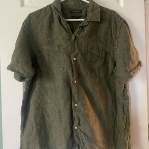 Banana Republic Linen Olive Green Men's Shirt